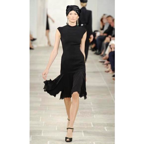 Ralph Lauren Collection Purple Label Midi Silk Black Cocktail Dress 4 Runway 09 - Picture 13 of 16